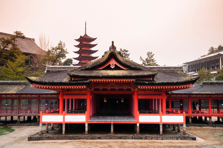 The main hall of Itsukushima Shrine, Miyajama, Hiroshima, Japan.のeditorial素材