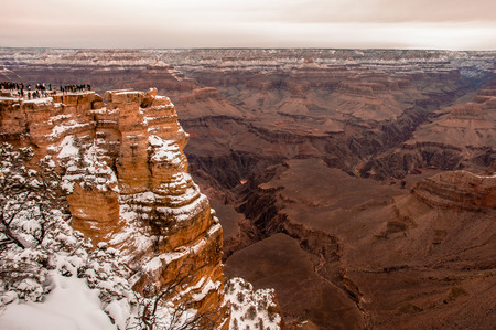 Grand Canyon  in winter with snow, south rim of Grand Canyonの写真素材