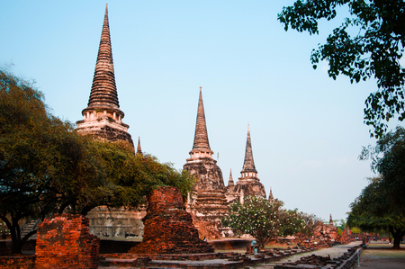 The ruin pagodas of Wat Phra Si Sanphet.のeditorial素材