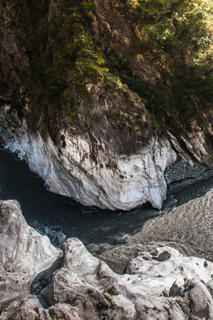Red bridge, River and mountain scenery at Toroko Gorge, Hualien, Taiwanの写真素材