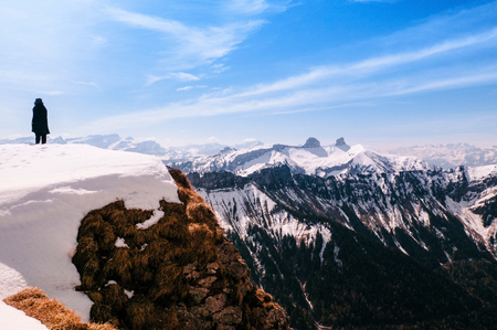 Rochers de Naye, part of the Swiss Alps near Montreuxの写真素材