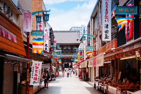 JUNE 27, 2014 - Shopping street and souvenir shops at Kawasaki Daishi Temple, Kawasaki, Japan