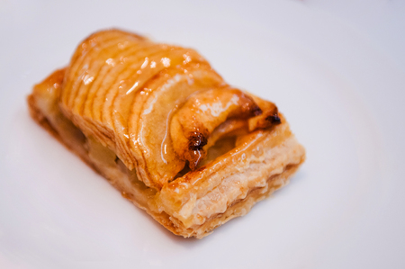 A piece of Apple Tart, Apple puff pastryの写真素材