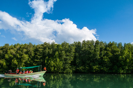 Ruin of sunken fishing boats in river, Thailandのeditorial素材