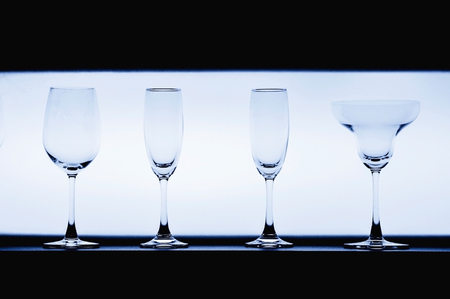 Wine and cocktail glass on white backgroundの写真素材