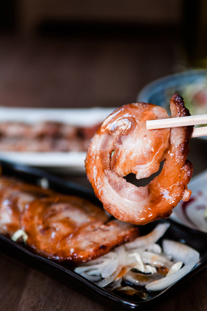 Chashu pork, Japanese roasted pork belly with diluted sauceの写真素材