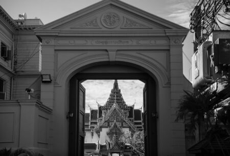 Bangkok Grand Palace Black and white photoのeditorial素材
