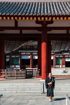 OCT 31, 2011 Nara, JAPAN : Japanese Buddhist monk or priest at Yakushiji temple.のeditorial素材