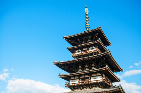 OCT 31, 2011 Nara, JAPAN : Ancient pagoda of Yakushiji temple, Unesco world Heritage site.のeditorial素材