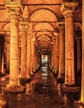 JAN 4, 2018, ISTANBUL, TURKEY : The Basilica Cistern - underground water reservoir build by Emperor Justinianus in 6th centuryのeditorial素材