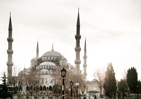 JAN 4, 2018, ISTANBUL, TURKEY : Beautiful architecture of Blue mosque Istanbul, Sultanahmet park....