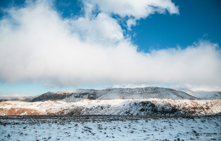Mt. Erciyes volcano covered with snow in winter season, on a clear sky dayの写真素材