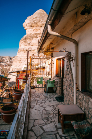 JAN 3, 2018 Goreme, Nevsehir, Turkey : Local style guesthouse in Goreme Cappadocia, Turkey in a beautiful summer dayのeditorial素材