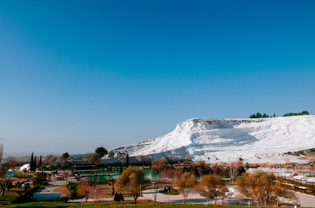 JAN 2, 2018 Pamukkale, Turkey : Beautiful extraodinary calcium carbonate landscape and thermal in Pamukkale, Denizili, Turkeyのeditorial素材