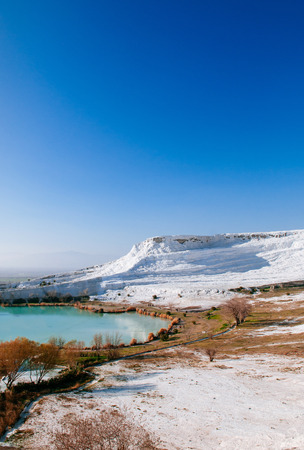 JAN 2, 2018 Pamukkale, Turkey : Beautiful extraodinary calcium carbonate landscape and thermal in Pamukkale, Denizili, Turkeyのeditorial素材