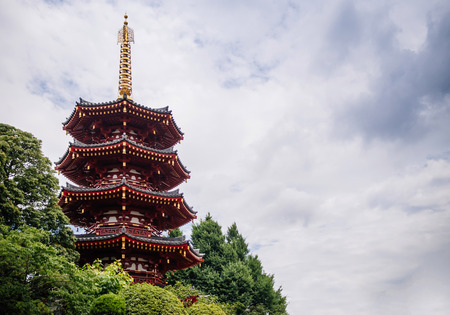 JUNE 27, 2014 - Kawasaki, Japan : Beautiful architecture of Five storey Japanese pagoda of Kawasaki Daishi Temple, Kawasaki, Japan.のeditorial素材