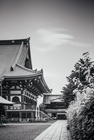 June 24, 2014, Ota-Ku, Tokyo, Japan : Ikegami Honmon-ji Temple and old historic Japanese buildings in black and white. It honors Saint Nichiren who died hereのeditorial素材