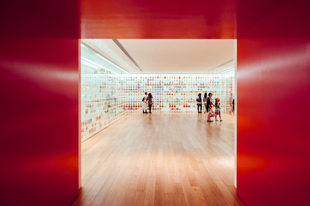 Jun 26, 2014 Yokohama, Japan : Modern designed entrance of exhibition room of Cup noodles museum in Yokohama.のeditorial素材