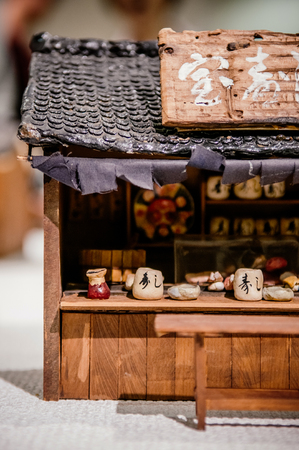 Jun 26, 2014 Yokohama, Japan : Small miniature vintage local shop model exhibits at Cup noodles museum in Yokohama.のeditorial素材