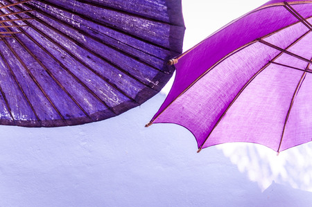 Purple Violet colour vintage retro traditional Japanese or asian paper - cotton parasol umbrella backgroundの写真素材