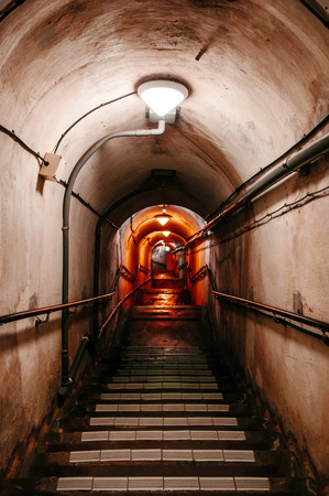 JAN 28, 2013 Naha, Okinawa, JAPAN : Former Japanese Navy Underground Headquarters during world war II, Underground bunker tunnel.のeditorial素材