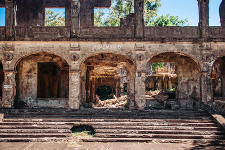 Historic Pacific war memorial ruined bunker tunnel Corregidor Island, Manila, Philippines