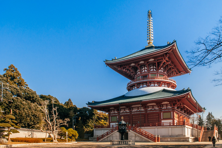 DEC 12, 2012 Narita, Chiba, JAPAN - Old beautiful historic Daitou hall or Great peach hall of Narita san Shinsho ji templeのeditorial素材