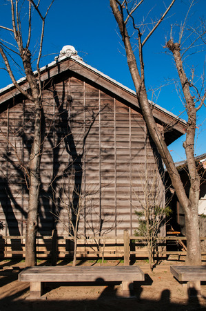 DEC 12, 2012 Chiba, JAPAN - Old traditional Edo wooden house at Boso No Mura Open air museum, Edo town ancient villageのeditorial素材