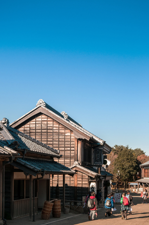 DEC 12, 2012 Chiba, JAPAN - Old traditional Edo house and street at Boso No Mura Open air museum, Edo town ancient villageのeditorial素材