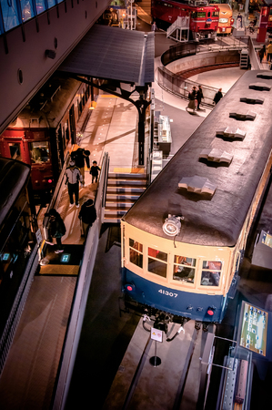 DEC 10, 2012 Saitama, JAPAN - Old vintage train models exhibits in railway museum of Omiya.のeditorial素材