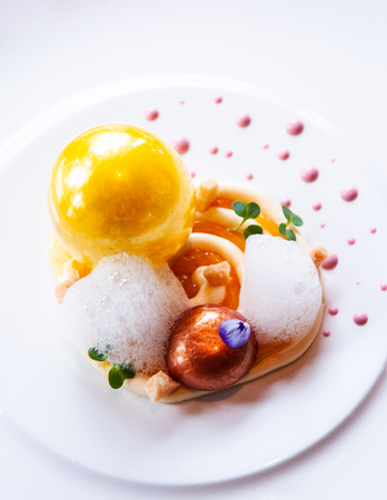Molecular gastronomy creativity modern cuisine, beautiful creativity food decoration ideaの写真素材