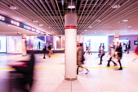 Nov 23, 2013 Sapporo, Hokkaido, JAPAN - Sapporo vibrant Odori underground shopping mall with people...