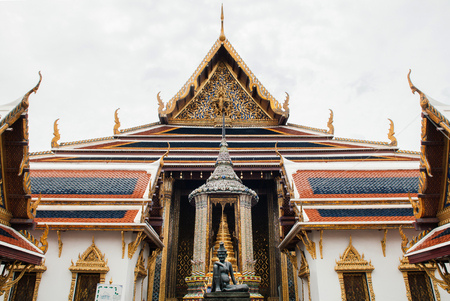JUL 10, 2018 Bangkok, Thailand - Beautiful elegant Artisan golden Pagoda  Bangkok Grand Palace - Wat Phra Kaew - Emerald Buddha Templeのeditorial素材