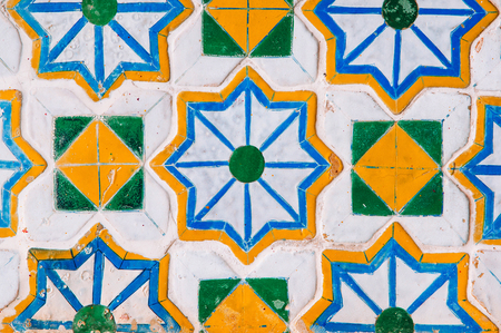 Artisan colourful ceramic ornamental mosaic tiles of Bangkok Grand Palace buildingの写真素材