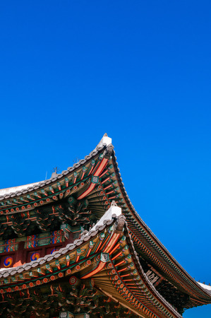 Old Roof decoration of Huijeongdang hall, Changdeokgung Palace, also know as East Palace and one of Five Grand Palaces in Seoulのeditorial素材