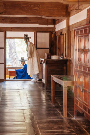 OCT 23, 2103 Gangwon-do, South Korea - Old Folk culture museum Danjong banishment place at Cheongryeongpo cape. Famous tourist attraction of Yeongwol town.のeditorial素材