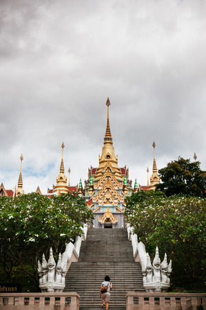 AUG 20, 2013 Prachuap Khiri Khan, THAILAND - Wat Phra Mahathat chedi Pakdee Prakard in Bang Saphan district, Situated on hill top of North Ban Krut Beachのeditorial素材