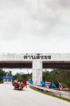 AUG 20, 2013 Prachuab Khiri Khan, THAILAND - Singkhon pass, one of important Thailand - Myammar border check point also famous border market.のeditorial素材
