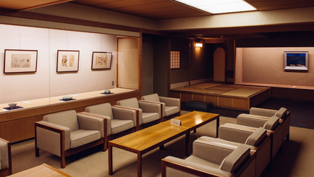MAY 25, 2013 Gifu, JAPAN - Classic vintage Japanese living room wood table and retro design...
