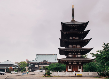 MAY 30, 2013 Nagoya, JAPAN - Japanese Five Storey pagoda place for kept Buddha holy ash was sent as a gift to Japan by King Chulalongkorn or King Rama V of Siam (Thailand)  symbol of friendship between two countriesのeditorial素材