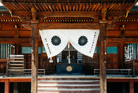 MAY 27, 2013 Takayama ,Gifu, Japan -  Hida Kokubunji old Shingon Buddhist Temple old Edo district of Takayama, The wooden main hall is one of Takayama oldest building from Marunochi period (A.D.1336-1573)のeditorial素材