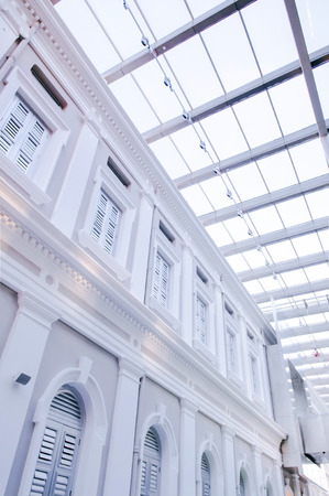 DEC 17, 2013 Singapore - Singapore National Museum with modern skylight roof desing over historic colonial building with arch windowsのeditorial素材
