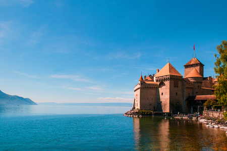 Chillon castle, Lake Geneva near Montreux, Switzerlandのeditorial素材
