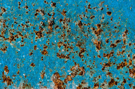 Grunge rusty colourful cyan metal texture background with copy space, abstract damage metal surface backgroundの写真素材