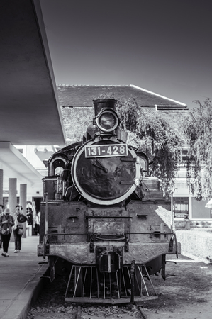FEB 26, 2014 Dalat, Vietnam - Old Dalat railway station - Vietnam with vary old grungy locomotive...