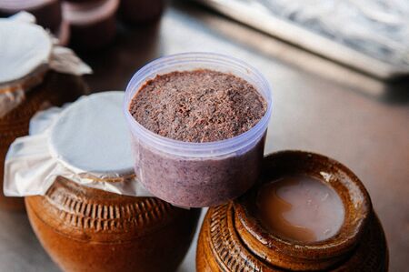 Thai shrimp paste or Kapi, made from salted shrimp. Most famous local food ingredient of Thailandの写真素材