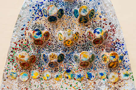 OCT 26, 2012 Barcelona, Spain - Casa batllo extraordinary mansion artisan wall interior with mosaic tiles was design by Antoni Gaudi, the most famous Spanish architect.のeditorial素材