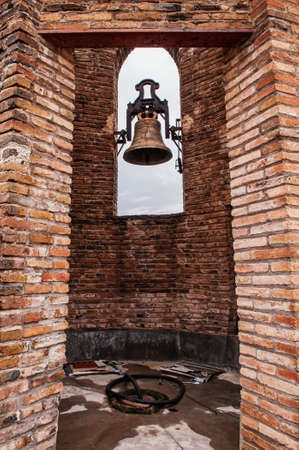 OCT 26, 2012 Barcelona, Spain - Bell tower of Church of Colonia Guell or Gaudi Crypt in La Colonia Guell near Gaudi Crypt. Design by Antoni Gaudiのeditorial素材