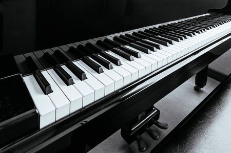 Classical Grand Piano keyboard black and white tone keys details