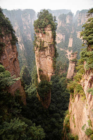 Exotic rock cliff and floating forest of Zhangjiajie mountain at Wulingyuan Scenic Area in Hunan - Chinaの写真素材